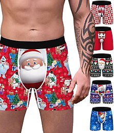 cheap -Christmas Gift Boxer Briefs Underwear Men's Christmas Christmas Carnival Masquerade Christmas Eve Adults Party Christmas Polyester