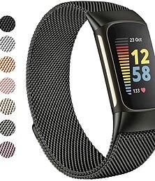 cheap -1 pcs Smart Watch Band for Fitbit Charge 5 Stainless Steel Smartwatch Strap Magnetic Adjustable Milanese Loop Charge 5 Replacement  Wristband