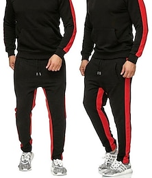 cheap -Men's Tracksuit Sweatsuit 2 Piece Street Winter Long Sleeve Thermal Warm Breathable Moisture Wicking Fitness Gym Workout Running Sportswear Activewear Stripes Black Yellow Red