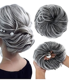 abordables -chignons en désordre morceau de cheveux cheveux bouclés chouchous pour femmes filles postiches beignet ondulé cheveux pièces chignon chignon cheveux chignons