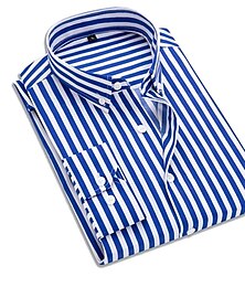 economico -Per uomo Camicie Camicia abbottonata Camicia con colletto Camicia non stirabile Nero Bianco Rosso Blu marino Manica lunga A strisce Colletto Primavera estate Matrimonio Ufficio Abbigliamento