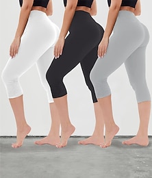 economico -Per donna Pantaloni da yoga Protezione Solare Controllo addominale Sollevamento glutei Vita Alta Yoga Fitness Allenamento in Palestra Leggings Capri Pantaloni Lilla Nero Bianco Gli sport