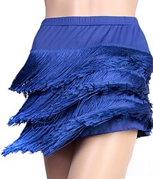 cheap -Latin Dance Skirts Fringed Tassel Pure Color Women‘s Performance Training High Polyester