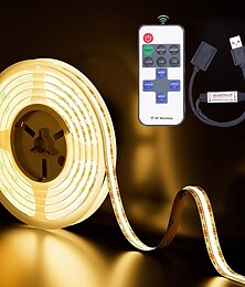 abordables -tira de luces led cob usb 5v 1-4m regulable 300led / m cri85 con control remoto rf retroiluminación de tv lámpara de cinta flexible debajo del gabinete para iluminación diy en dormitorios cocinas y