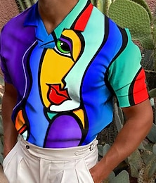 cheap -Men's Polo Shirt Golf Shirt Abstract Graphic Prints Turndown Black Yellow Blue Rainbow 3D Print Outdoor Street Short Sleeves Print Clothing Apparel Fashion Designer Casual Breathable