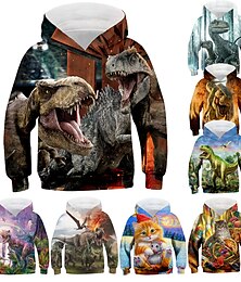 cheap -Kids Boys Hoodie Animal Outdoor 3D Print Long Sleeve Pocket Fashion 3-13 Years Winter Light Blue