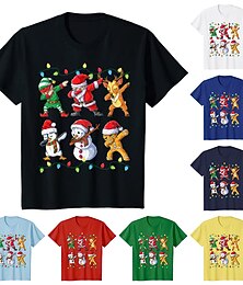 ieftine -Copii Băieți Crăciun Tricou de Crăciun Tricou Tee Mos Craciun Om de Zăpadă Manșon scurt Crewneck Copii Top Cadouri de Crăciun Modă Adorabil Vară Negru 3-12 ani