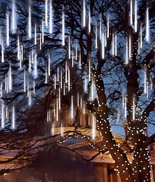abordables -Lot de 3 guirlandes lumineuses en plein air pluie de météorites 50 cm 100-240 V 24 tubes LED guirlandes étanches pour décoration de fête de mariage de Noël pour les arbres de Noël décoration d'Halloween mariage de vacances