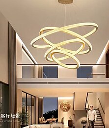 baratos -luz pendente led moderno 4 anéis ouro 80 cm nórdico moderno luxo leve alumínio galvanizado 110-120v 220-240v