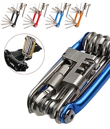billige -12 i 1 multifunktions værktøjssæt til reparation af cykelcykler - skruetrækker med slids, stjerneskruetrækker, unbrakonøgle, universal kædeafbryder, egernøgle, med 1 stk.
