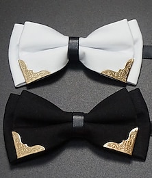 זול -Men's Basic Bow Tie Color Block Black White 2024
