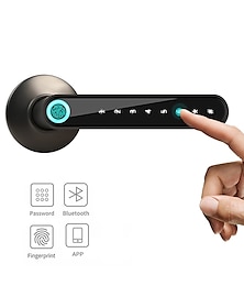 baratos -wafu wf-016 fechadura biométrica biométrica inteligente da porta com bloqueio de senha bluetooth inteligente desbloqueio de entrada sem chave bateria USB funciona com ios / android home / escritório