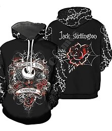 abordables -Jack Skellington Sudadera Dibujos Manga Anime 3D Bolsillo delantero Gráfico Para Pareja Hombre Mujer Adulto Impresión 3D Casual Diario