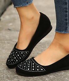 ieftine -Pentru femei Pantofi Flați Mărime Plus Size Toc Drept Vârf rotund Piele de Căprioară Loafer Negru Maro Bej
