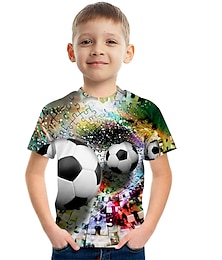 cheap -Boys 3D Color Block Football T shirt Short Sleeve 3D Print Summer Active Cute Streetwear Polyester Rayon Kids 3-12 Years School Outdoor Daily