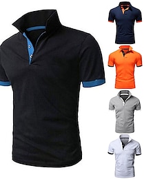 cheap -Men's Polo Shirt Golf Shirt Outdoor Casual Polo Collar Classic Short Sleeve Basic Classic Solid Color Button Front Button-Down Summer Regular Fit Apple Green Lake blue Black / Red Black White Yellow