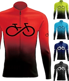 cheap -21Grams Men's Cycling Jersey Long Sleeve Bike Jersey Top with 3 Rear Pockets Mountain Bike MTB Road Bike Cycling Breathable Moisture Wicking Quick Dry Reflective Strips Black Yellow Red Gradient