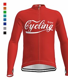 cheap -21Grams Men's Cycling Jersey Long Sleeve Bike Top with 3 Rear Pockets Mountain Bike MTB Road Bike Cycling Breathable Quick Dry Moisture Wicking Reflective Strips Black Green Dark Blue Spandex Sports