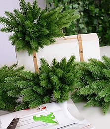 abordables -5/10 pc noël pin aiguille branches fausse plante arbre de noël ornement décorations pour la maison bricolage guirlande cadeau boîte fleurs de mariage