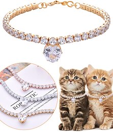 ieftine -2 buc zgarda pentru animale de companie cu diamante ajustabil cu diamant din cristal elastic pandantiv cu gheare de inimă universal pentru pisici și câini nunta pisici și câini mici colier bijuterii