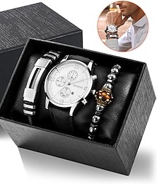 abordables -Reloj de cuarzo para hombres análogo retro casual clásico cronógrafo de aleación cuero tema clásico tema vintage