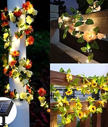 billige -solar solsikke rose led fe lyssnorer blad rotting krans utendørs lys vanntett 2,5 m 30 LED varme hvite lys jule bryllup fest ferie hage uteplass hjem innendørs utendørs dekorasjon