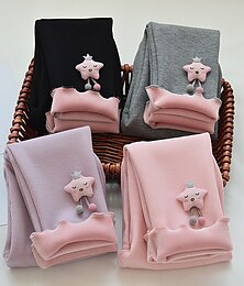 billiga -Barn Flickor Fleecefodrade Leggings Tecknat Aktiv Rynkad Skola Bomull 3-7 år Höst Svart Rodnande Rosa Purpur