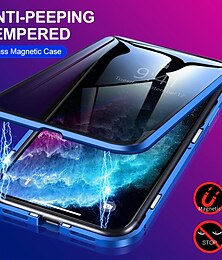 abordables -teléfono Funda Para iPhone 15 Pro Max Plus iPhone 14 13 12 11 Pro Max Mini X XR XS Max 8 7 Plus adsorción magnética Protector de cuerpo completo Doble Cara Anti pío Vidrio Templado Metal