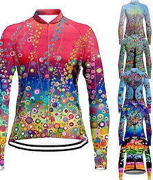 baratos -21Grams Mulheres Camisa para Ciclismo Manga Longa Moto Blusas com 3 bolsos traseiros Ciclismo de Montanha Ciclismo de Estrada Respirável Secagem Rápida Pavio Humido Tiras Refletoras Preto Verde Roxo