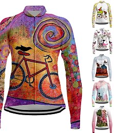 cheap -21Grams Women's Cycling Jersey Long Sleeve Bike Jersey Top with 3 Rear Pockets Mountain Bike MTB Road Bike Cycling Breathable Moisture Wicking Quick Dry Reflective Strips White Yellow Pink Dog Sports