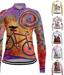 abordables -Femme Maillot Velo Cyclisme manche longue Cyclisme Maillot Top avec 3 poches arrière VTT Vélo tout terrain Vélo Route Respirable Séchage rapide Evacuation de l'humidité Bandes Réfléchissantes Blanche