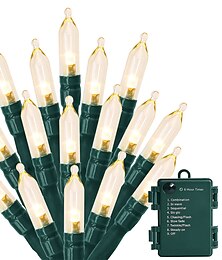 economico -luci natalizie a batteria luci stringa 50 led 8 modalità led mini luci con timer per albero di natale ghirlanda party home indoor outdoor decor impermeabile bianco caldo/bianco