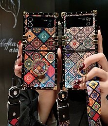 abordables -teléfono Funda Para Samsung galaxia Z Flip 5 Z Flip 4 Z Flip 3 Bolso monedero Funda Completa Dar la vuelta con correa ajustable para el cuello Caballete Mariposa ordenador personal