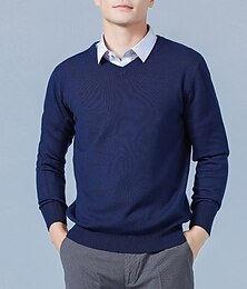 abordables -Homme Pull Chandail Pull en laine Pullover A côtes Tricoter Découpé Tricoté Couleur unie Col V Garder au chaud Moderne contemporain Travail Usage quotidien Vêtement Tenue Automne hiver Chameau Vin S