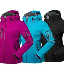 cheap -Women's Hiking Softshell Jacket Waterproof Hiking Jacket Rain Jacket Fleece Softshell Winter Outdoor Thermal Warm Waterproof Breathable Lightweight Outerwear Windbreaker Raincoat Full Length Visible