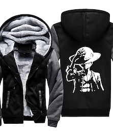olcso -One Piece Monkey D. Luffy Hoodie Anime Outerwear Anime Graphic Outerwear For Couple's Men's Women's Adults' Hot Stamping Casual Daily