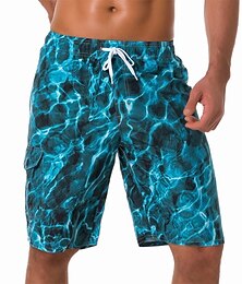 ieftine -Bărbați Pantaloni Scurti Pantaloni Scurți de Înot Boxeri înot Pantaloni scurți de vară Bermude Cordon cu căptușeală din plasă Talie elastică Imprimare 3D Ocean Respirabil Uscare rapidă Lungimea