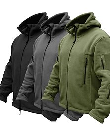 economico -giacca tattica militare calda degli uomini giacca sportiva con cappuccio in pile cappotti di giacca invernale avventura multi tasche antivento all'aperto giacca leggera con zip completa cappotto di trincea superiore campeggio caccia pesca