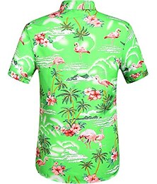 Χαμηλού Κόστους -Ανδρικά Πουκάμισο Χαβανέζικο πουκάμισο Πουκάμισο Aloha Φλοράλ Φοινικόπτερος Γραφικά Σχέδια Απορρίπτω Ροζ Ανοικτό Κίτρινο Ανθισμένο Ροζ Πράσινο του τριφυλλιού Μπλε Απαλό 3D εκτύπωση