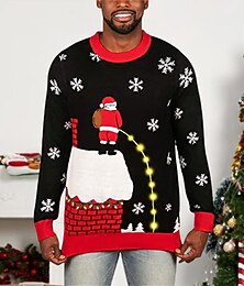 abordables -pull de Noël moche pulls drôles pour hommes garder au chaud pull de père Noël contemporain moderne pull tricoté pull du réveillon du nouvel an travail vêtements quotidiens manches longues col rond