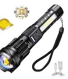 preiswerte -Hochleistungs-LED-Taschenlampe mit 30-W-Lampenperlen, tragbare Taschenlampe, 7 Beleuchtungsmodi, zoombares, wasserdichtes Campinglicht
