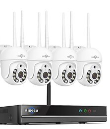 billige -hiseeu trådløs 3mp wifi ip ptz digital zoom pan cctv sikkerhet video overvåking kamera system lyd utendørs full natt kit