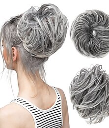 abordables -morceau de cheveux chignon désordonné chouchous faux chignon fibre synthétique résistante à la chaleur extension de queue de cheval courte blonde entièrement plage chignon instantané chignons de
