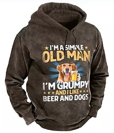 abordables -Homme Chien Impressions Graphiques Bière Sweat à capuche Sweats à capuche Sweatshirt Streetwear Designer manche longue À capuche Quotidien Sports Noir bleu marine Imprimé Printemps & Automne Designer