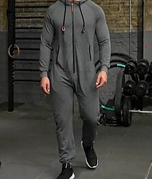 economico -Per uomo Tuta Da Ginnastica Tuta Tuta da ginnastica Con cappuccio Strada Informale Athleisure Zip Up Tinta unica blu navy Grigio scuro Vino Poliestere Abbigliamento sportivo Primavera