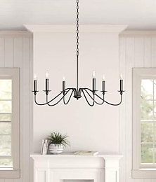 voordelige -88 cm led hanglamp 6 lichts kaars stijl industrieel ijzer voor eetkamer, woonkamer, keuken zwart modern traditioneel / klassiek 220-240v