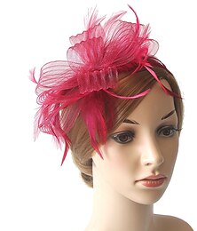 economico -Fascinators kentucky cappello derby copricapo organza poliestere / poliammide cappello a secchiello festa / serata vacanza cocktail reale astcot stile vintage elegante con applicazioni di piume