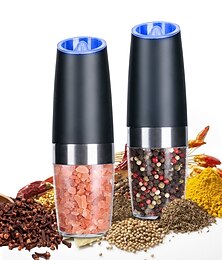 billige -gravity elektrisk pepperkvern salt- og pepperkvern og justerbar grovhet batteridrevet med LED-lys enhånds automatisk drift