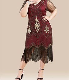 preiswerte -Goldene Zwanziger 1920er Cocktailkleid Flapper Kleid Kleid Maskerade Normal Der große Gatsby Charleston Pailletten Damen Halloween Karneval Maskerade Karneval Hochzeit Hochzeitsgast Erwachsene Kleid