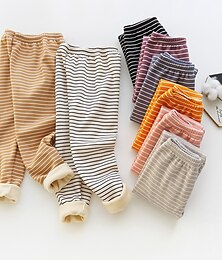 billige -Barn Gutt Bukser Bukse Stripe Hold Varm Bukser Avslappet Bomull Grunnleggende Blå Grå Svart Hvit Midje midje